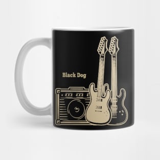 Black Dog Playing With Guitars Mug